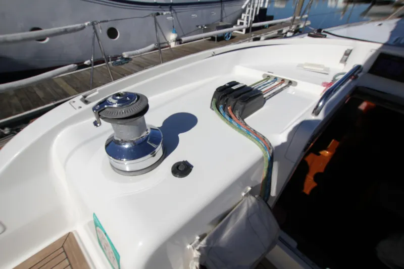 Slide: The Image of Deck of 2006 Nautor Swan 46mkIII yacht with winch and colorful ropes. - 25