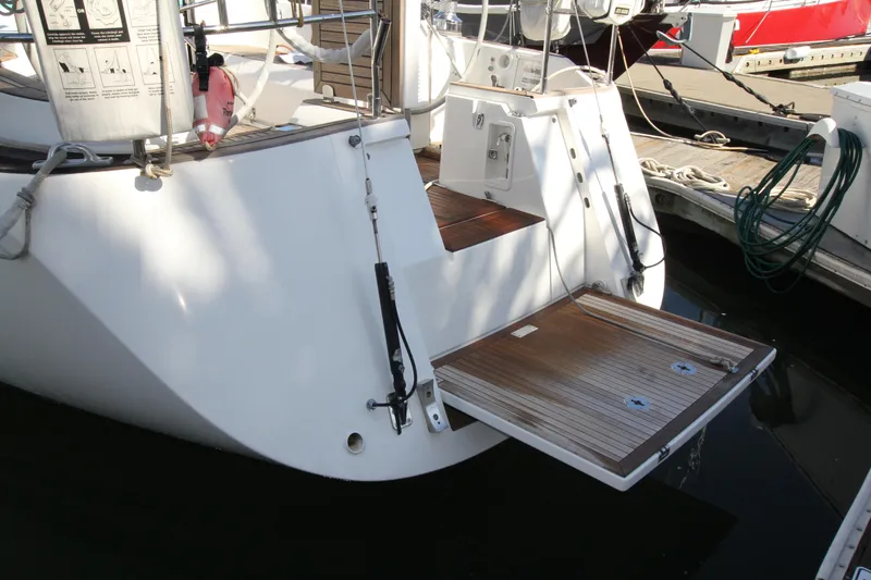 Slide: The Image of Nautor Swan 46mkIII yacht, 2006 model, featuring a teak swim platform at the stern. - 7