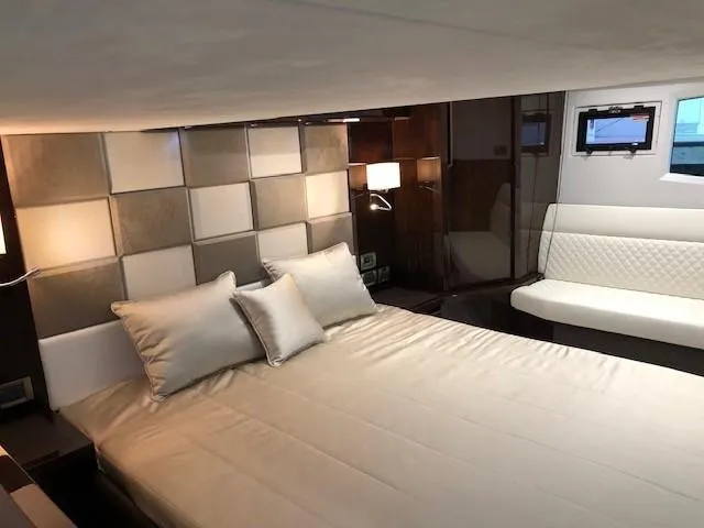 Slide: The Image of Luxurious interior of 2018 Galeon 485 yacht with modern bedroom design. - 40