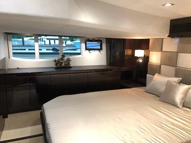 Slide: The Image of Luxurious interior of 2018 Galeon 485 yacht with elegant bedroom design. - 41