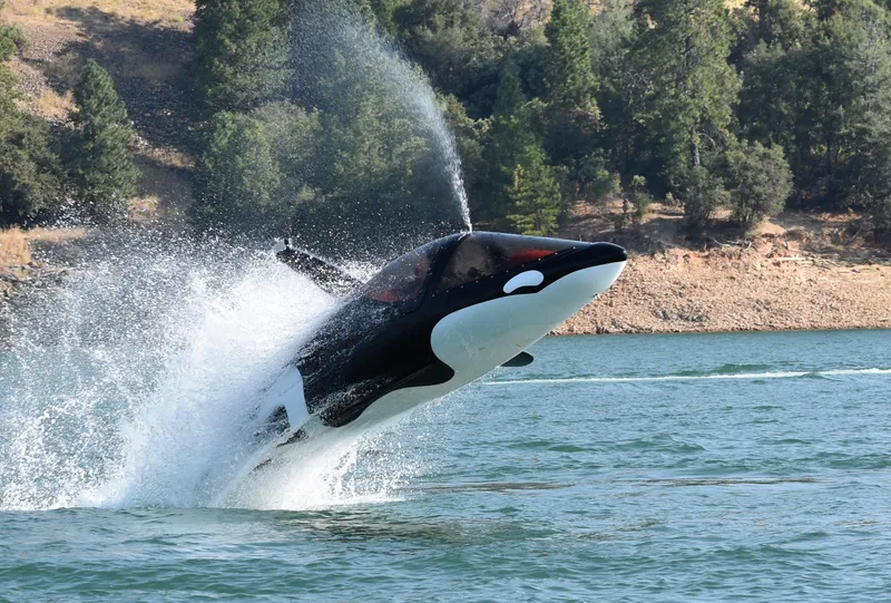 Slide: The Image of Seabreacher X, Y, Z 2025 model resembling an orca, leaping from water. - 13