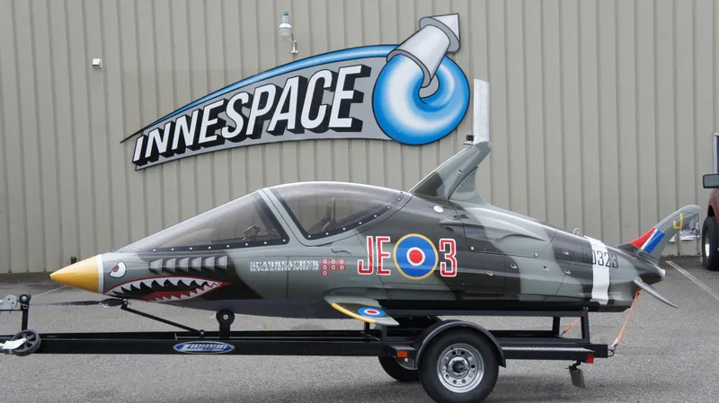 Slide: The Image of Seabreacher X, Y, Z 2025 model, shark-themed design, displayed at Innespace facility. - 27