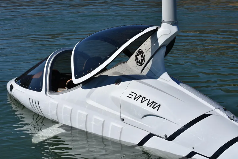 Slide: The Image of 2025 Seabreacher X, Y, Z model in water, showcasing sleek design and open cockpit. - 28