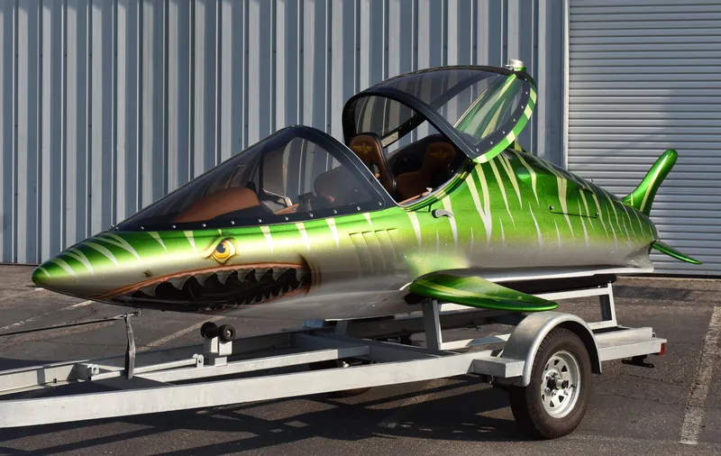 Slide: The Image of 2025 Seabreacher X, Y, Z model with shark design on trailer. - 33