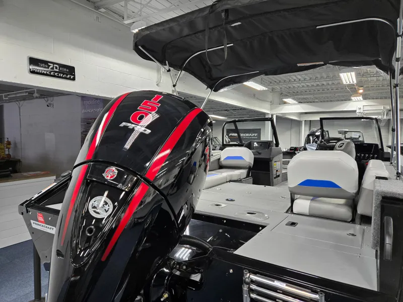 Slide: The Image of 2025 Princecraft Sport 188 boat with powerful engine and sleek interior design. - 15