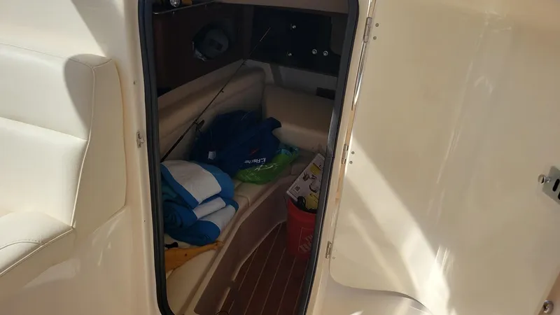 Slide: The Image of Interior cabin of 2021 Grady-White Freedom 335 boat with seating and storage. - 20