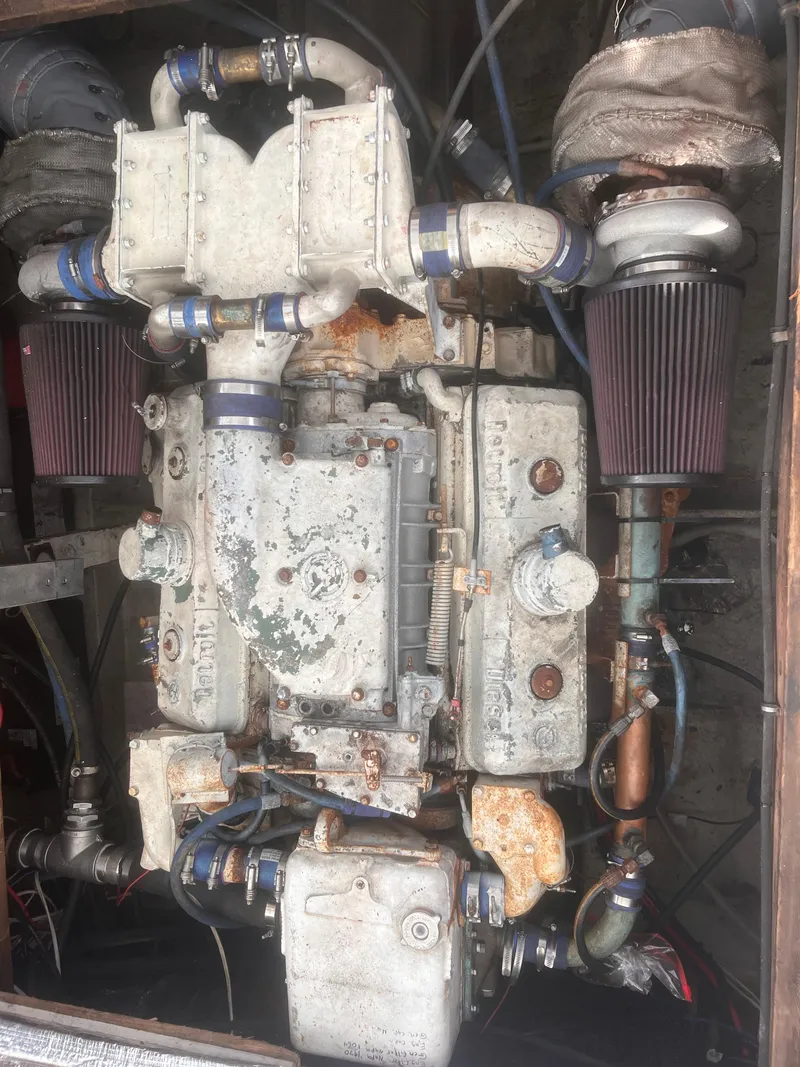 Slide: The Image of Engine of a 1988 Young Brothers 40, showing components and connections. - 22