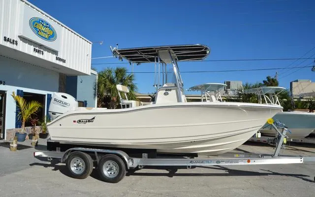 Slide: The Image of 2025 Bulls Bay 200 CC boat on trailer outside dealership. - 10
