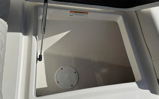 Slide: The Image of Storage compartment of 2025 Sailfish 276 DC boat, featuring hydraulic lift support. - 44