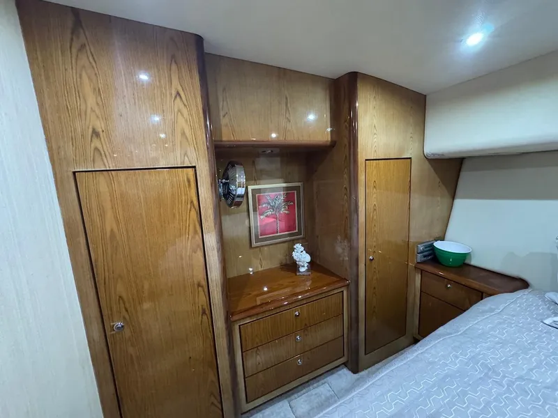 Slide: The Image of Luxurious 2008 Ocean Yachts 54 Super Sport cabin with elegant wood cabinetry. - 25