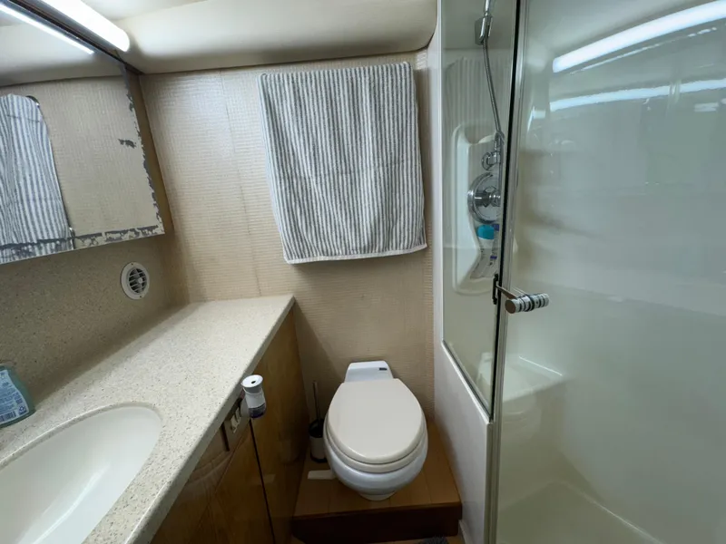 Slide: The Image of Bathroom interior of 2008 Ocean Yachts 54 Super Sport with shower and sink. - 35