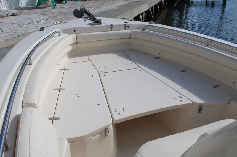 Slide: The Image of 2018 Grady-White Fisherman 257 boat interior with spacious seating and storage. - 15