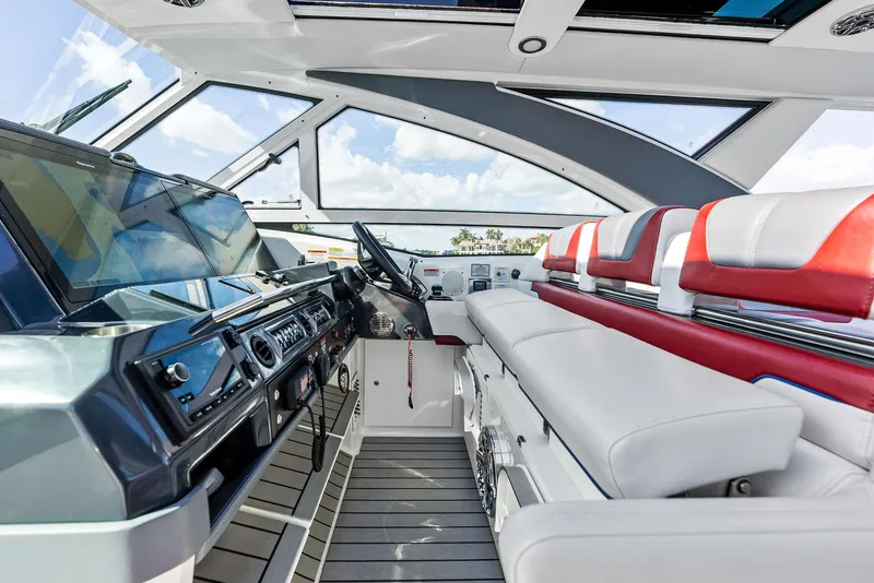 Slide: The Image of 2023 Formula 430 Super Sport Crossover interior with sleek design and modern controls. - 34