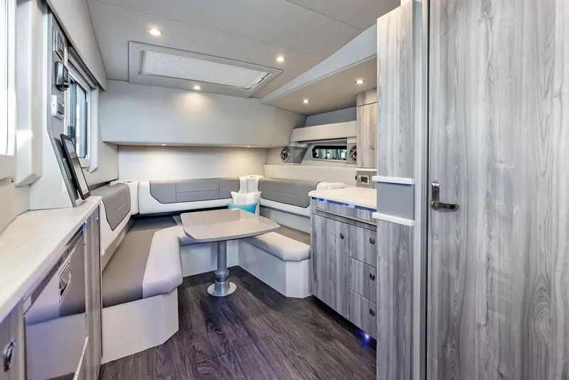 Slide: The Image of 2023 Formula 430 Super Sport Crossover interior with modern seating and sleek design. - 43