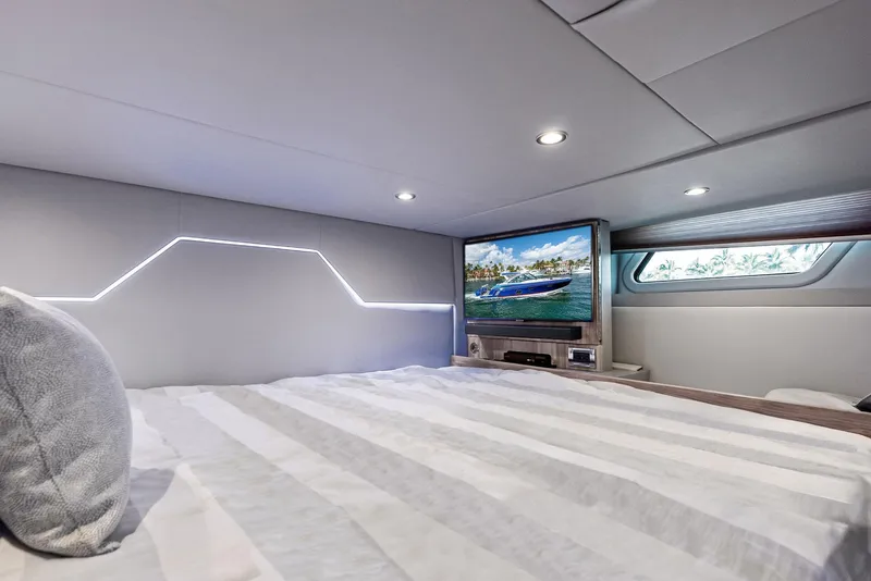 Slide: The Image of Interior cabin of 2023 Formula 430 Super Sport Crossover with bed and TV. - 46