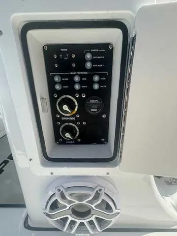 Slide: The Image of 2025 Sportsman Heritage 261 boat interior with dual seats and modern design. - 18