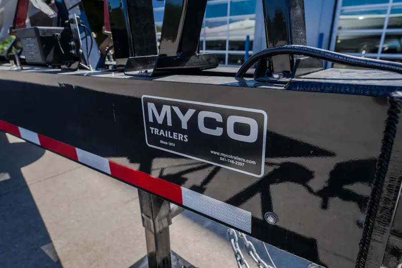 Slide: The Image of Close-up of a Myco Trailers label on a Cigarette 515, 2023 model. - 8