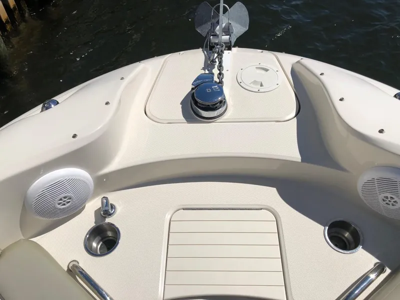 Slide: The Image of 2006 Sea Ray 270 Sundeck boat deck with anchor and speakers. - 46