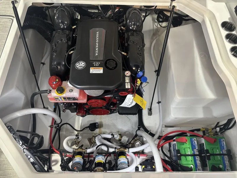 Slide: The Image of Engine compartment of 2025 Cobalt R8 Surf with Volvo Penta 430 V8 engine. - 17