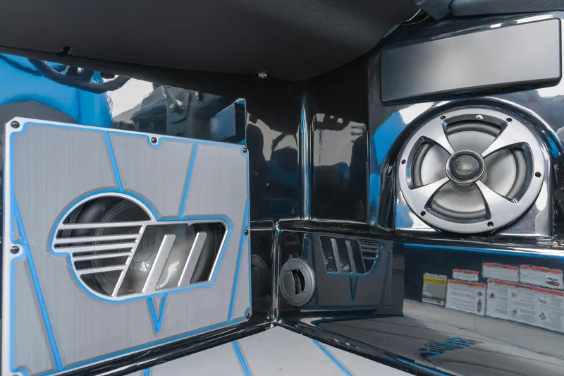 Slide: The Image of 2021 Malibu Wakesetter 25 LSV interior with premium audio system and sleek design. - 20