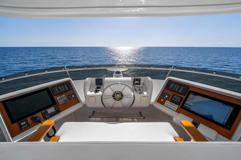 Slide: The Image of Cockpit view of 2007 MCP Tri-Deck yacht with ocean horizon. - 7