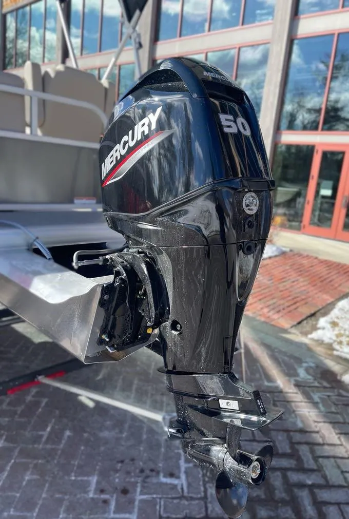 Slide: The Image of 2025 Sun Tracker Party Barge 16 DLX with Mercury 50 outboard motor. - 6