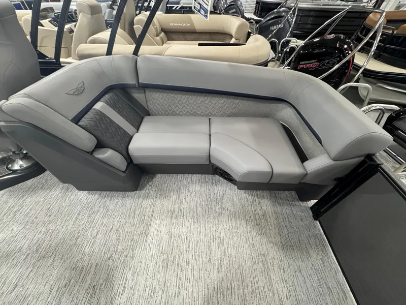 Slide: The Image of 2025 Bennington M Quad Bench 22 MFB with luxurious gray seating and modern design. - 8