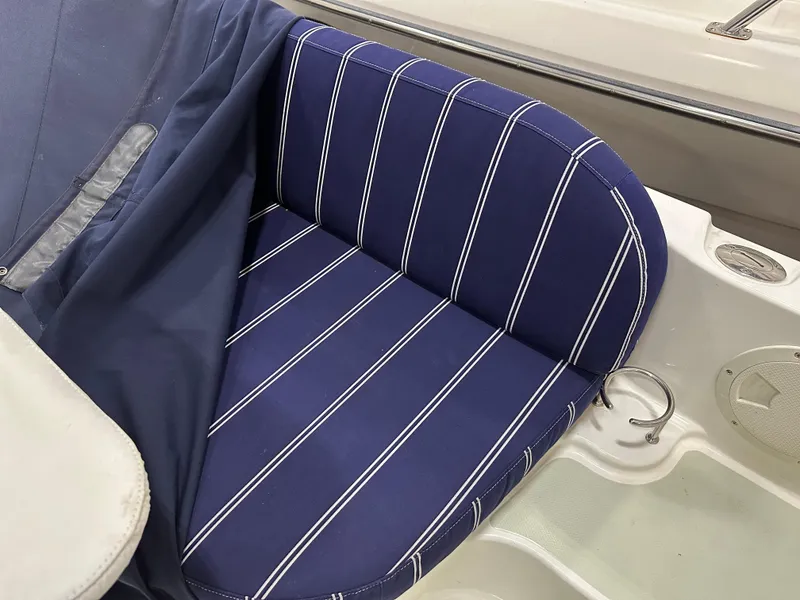 Slide: The Image of Blue striped seat on a 2018 Back Cove 32 boat. - 31