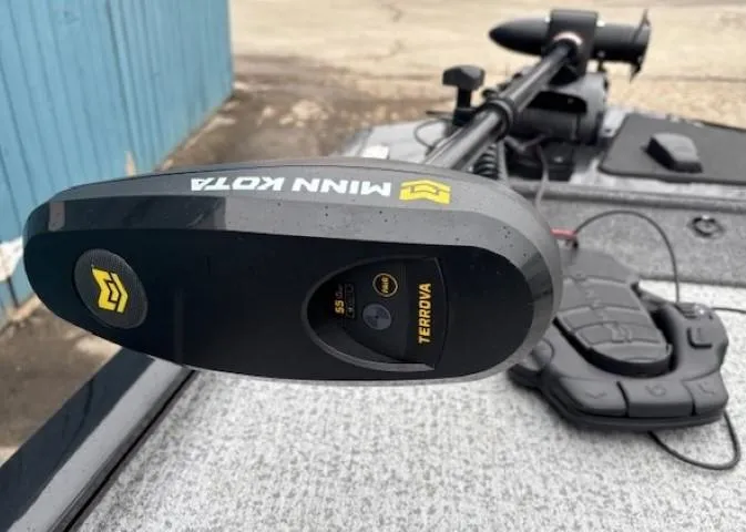 Slide: The Image of 2024 Tracker Pro 170 with Minn Kota Terrova trolling motor on deck. - 9