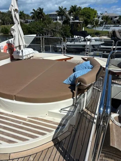 Slide: The Image of 2009 Astondoa 96 GLX yacht deck with sunbed and blue cushion. - 18