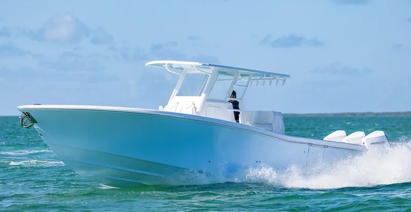 Slide: The Image of 2025 Invincible 36 Open Fisherman boat cruising on the ocean. - 3