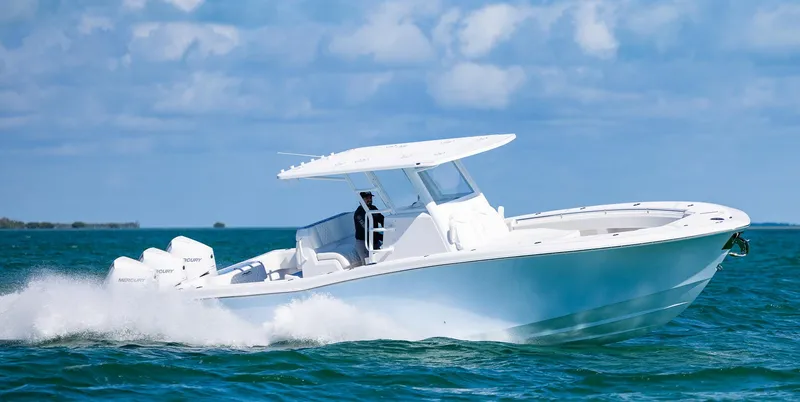 Slide: The Image of 2025 Invincible 36 Open Fisherman boat cruising on the ocean. - 4