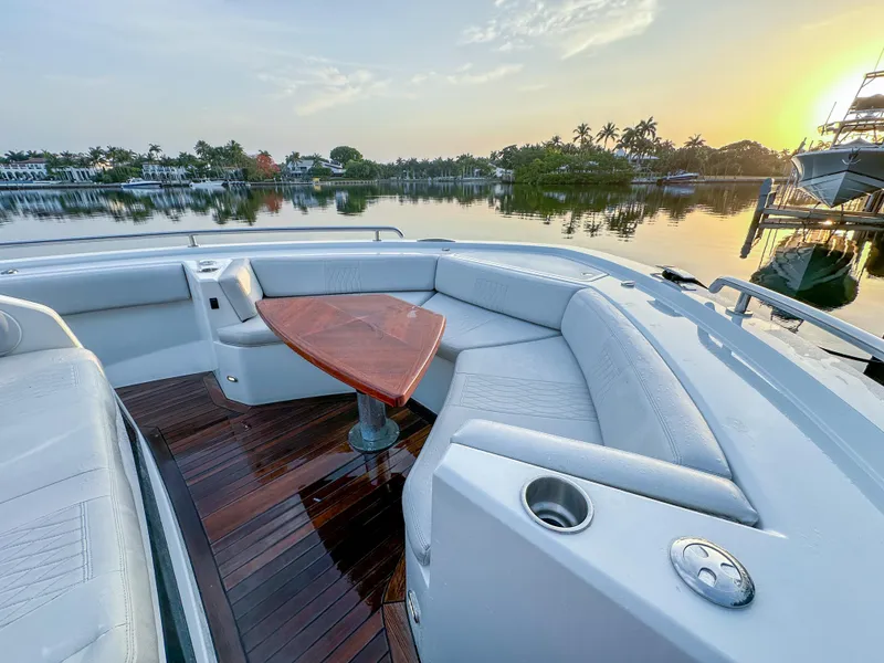 Slide: The Image of Luxurious Ocean Alexander 45 Divergence Sport yacht interior with sunset view, 2020 model. - 36