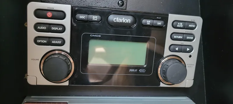 Slide: The Image of Clarion CMD5 stereo system in a 2005 Sea Ray 320 Sundancer boat. - 12