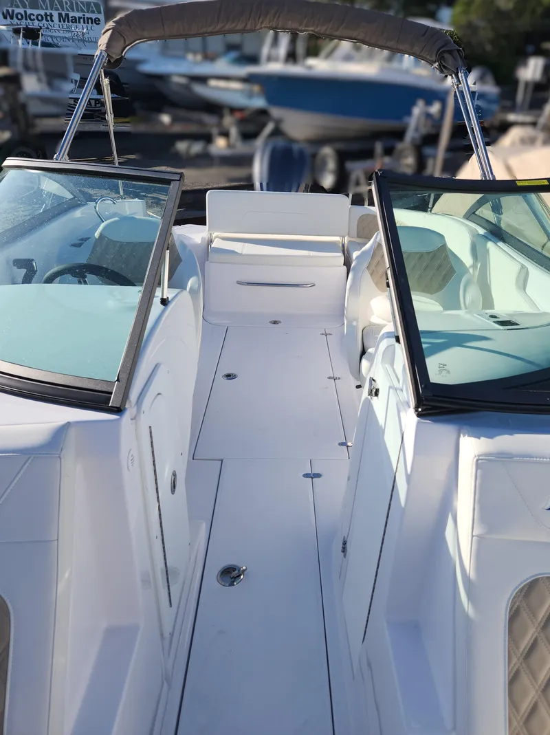 Slide: The Image of 2025 SouthWind 2600 SD boat interior with open deck and seating. - 16
