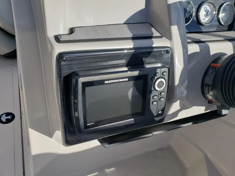 Slide: The Image of 2024 Starcraft SVX 190 OB boat dashboard with Humminbird Helix 5 fishfinder. - 20