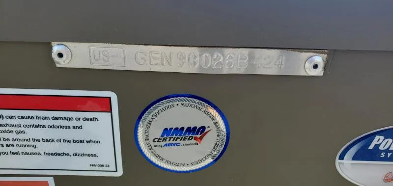 Slide: The Image of 2024 G3 17 SC boat with NMMA certification and safety warning label. - 3