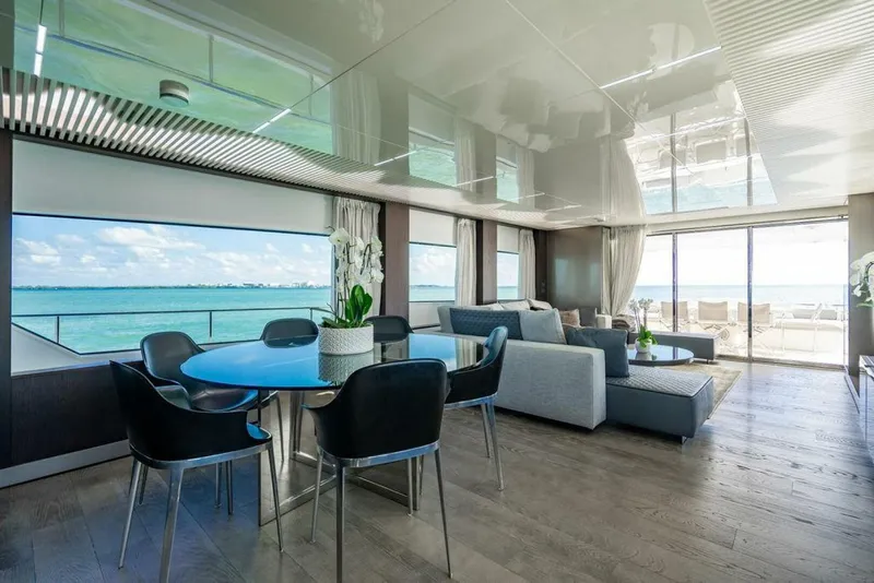 Slide: The Image of Luxurious interior of 2018 Ferretti Yachts 850 Motor Yacht with ocean view. - 14
