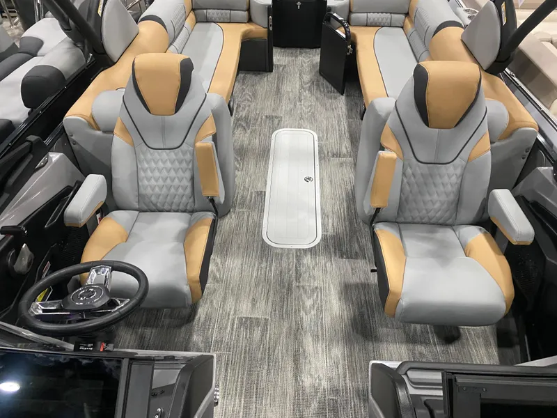 Slide: The Image of 2025 Avalon 2585 Catalina QLW interior with luxurious seating and modern design. - 3