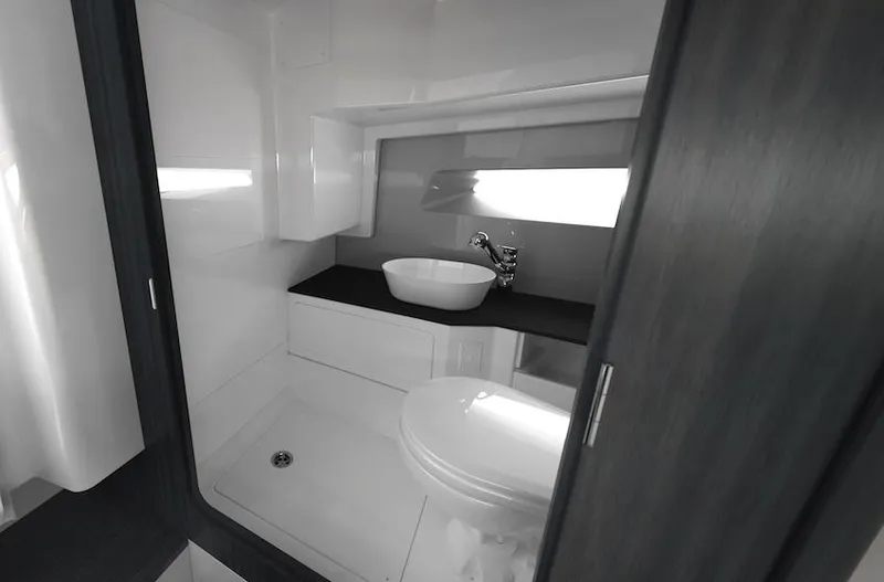 Slide: The Image of Modern bathroom interior in 2025 Navan C30 yacht, featuring sleek design and compact fixtures. - 26