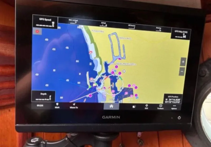 Slide: The Image of Garmin navigation display on 1982 Bristol Channel Cutter 28 sailboat. - 13