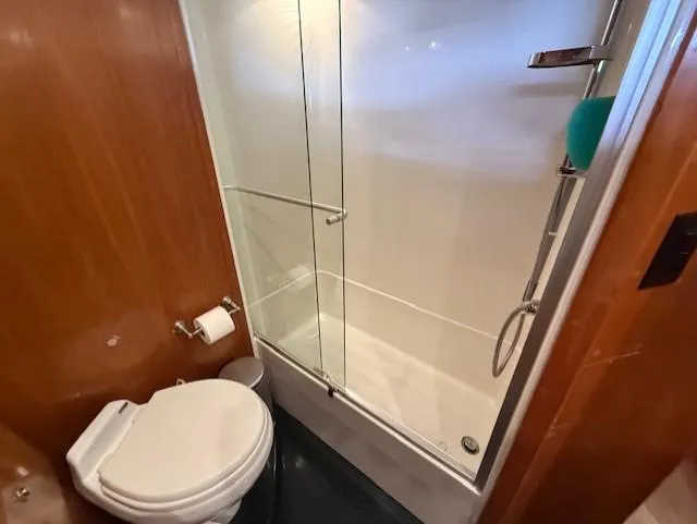 Slide: The Image of Bathroom interior of 2007 Navigator 51 yacht with shower and toilet. - 15