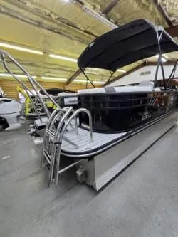 Slide: The Image of 2025 G3 322rc pontoon boat with canopy in showroom. - 5