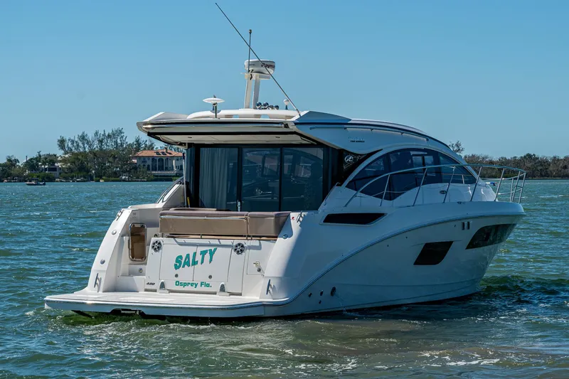 Slide: The Image of 2017 Sea Ray Sundancer 400 yacht cruising on a sunny day. - 16