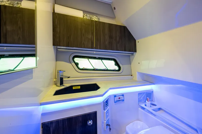 Slide: The Image of Luxurious interior of 2021 Formula 380 Super Sport Crossover OB with modern amenities. - 18