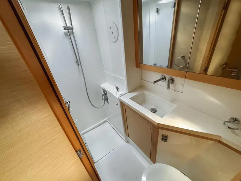 Slide: The Image of Modern bathroom in 2017 Lagoon 450 F yacht with shower and sink. - 45