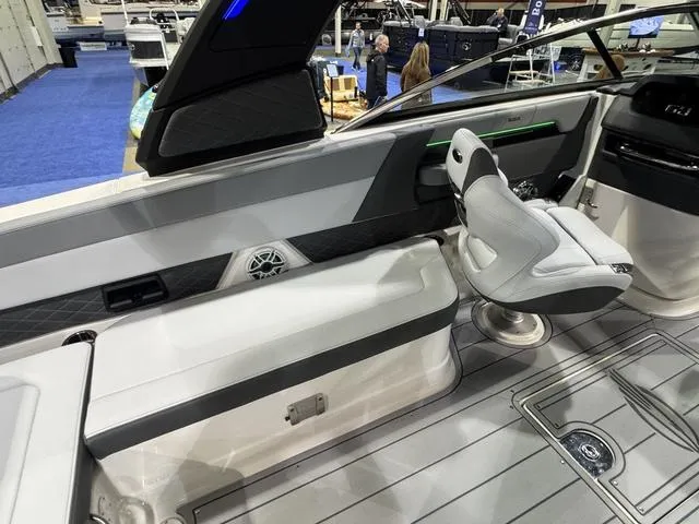 Slide: The Image of 2025 Chaparral 2870 SSX boat interior with sleek seating and modern design. - 6