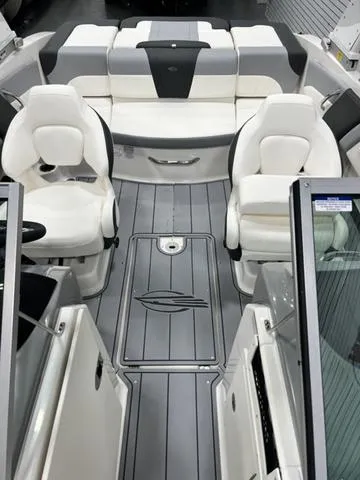 Slide: The Image of 2024 Chaparral 21 SSi boat interior with modern seating and sleek design. - 8