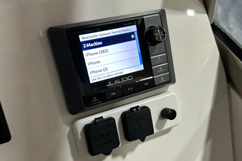 Slide: The Image of JL Audio system on 2017 Intrepid 430 Sport Yacht with Bluetooth device pairing screen. - 11