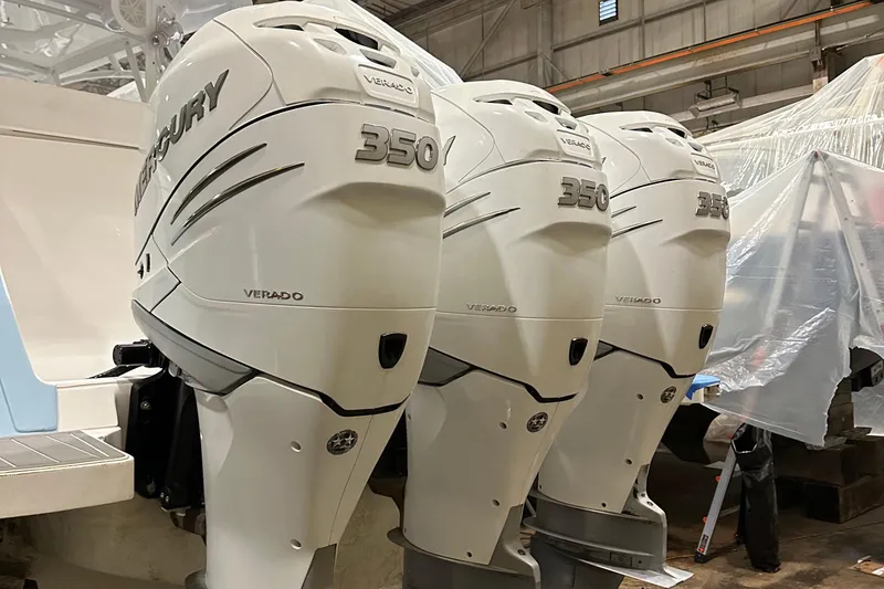 Slide: The Image of Three Mercury Verado 350 engines on a 2017 Intrepid 430 Sport Yacht. - 3